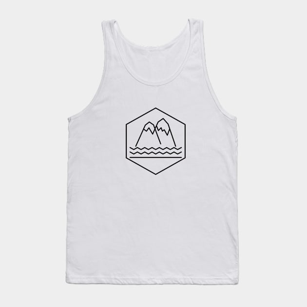 Minimalist Mountains and waves Tank Top by The Smudge